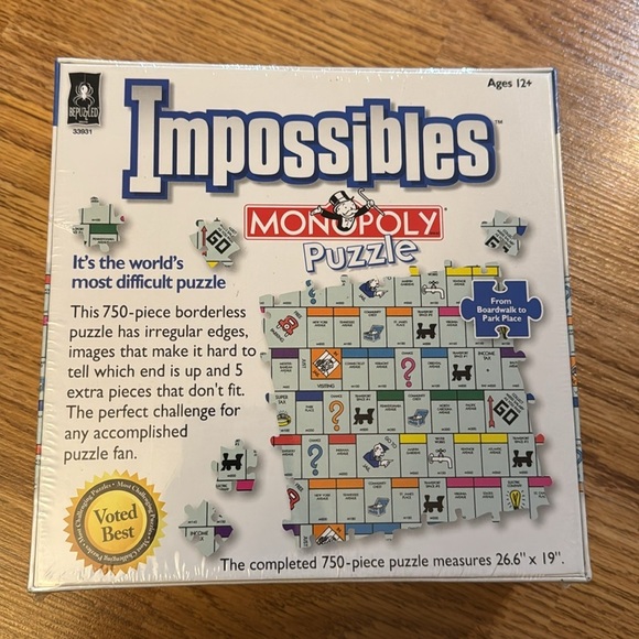 NWT Hasbro Bepuzzled University Games Impossibles Monopoly Puzzle 750pc Ages 12+ - Picture 10 of 14